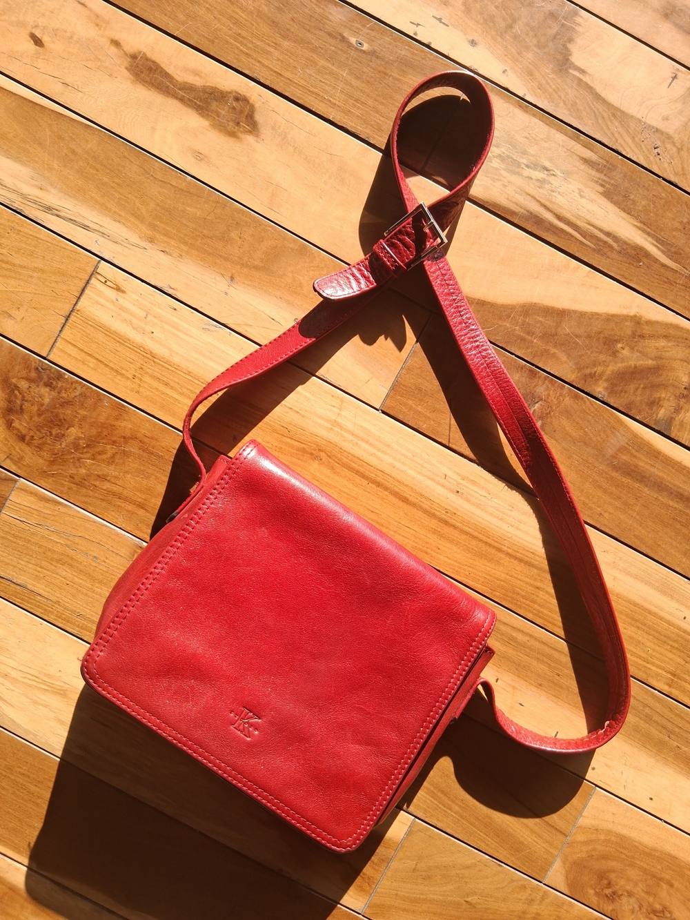 K Studio Genuine Leather Red Crossbody Bag
